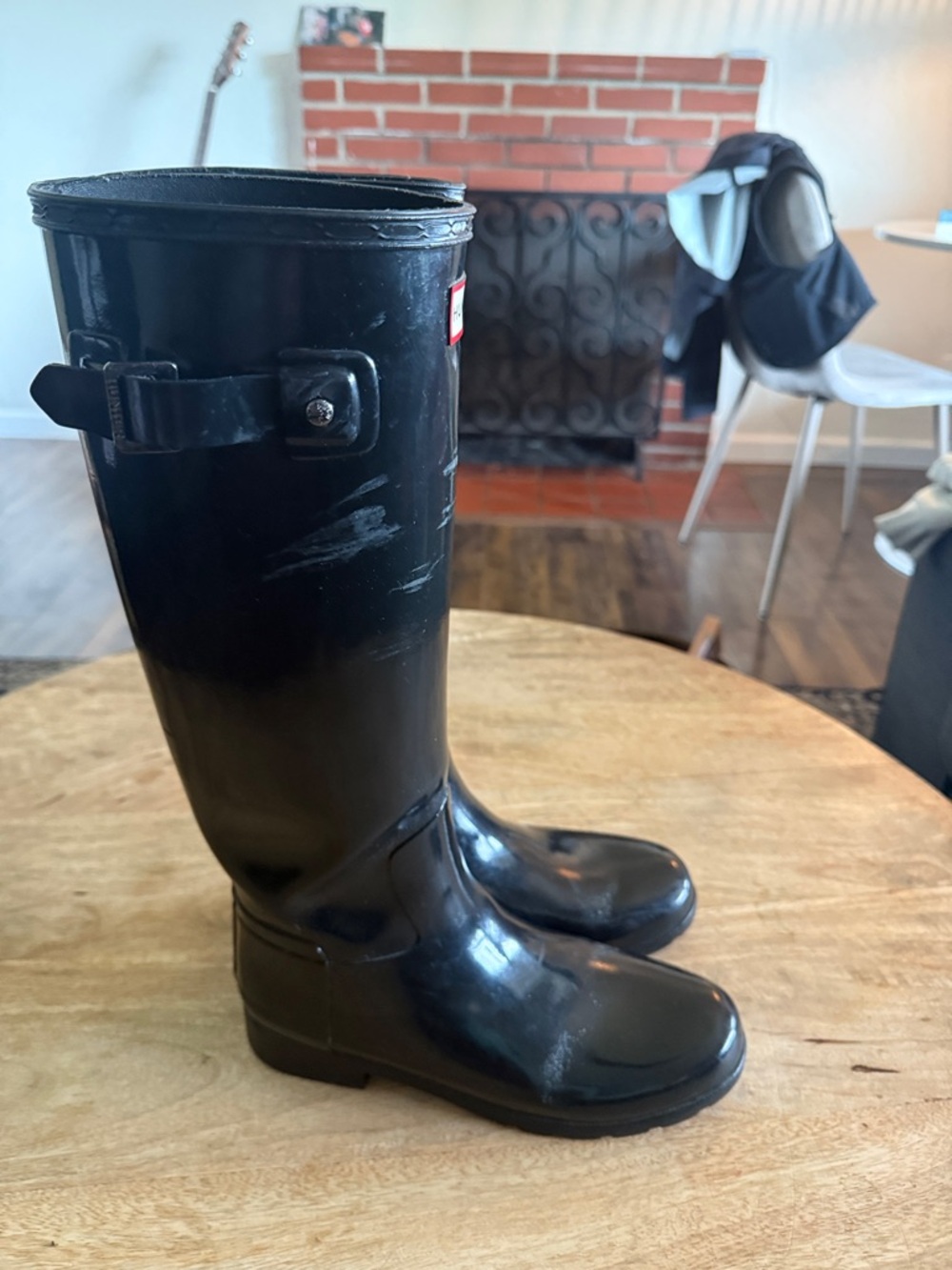 Hunter Women's Tall Gloss Rain Boots - Black size 7 - Picture 4 of 7